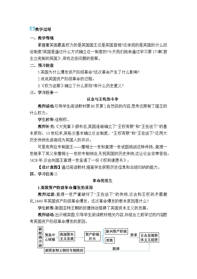 人教版（2024）九年级历史上册第17课君主立宪制的英国教案第2页