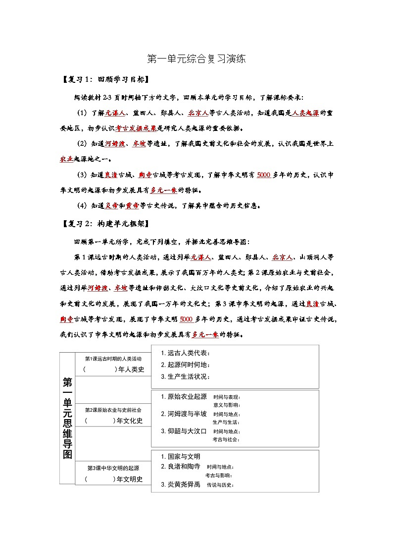 【2024版新教材考点跟踪】部编版七上第一单元综合复习演练知识回顾+中考真题精选精练01
