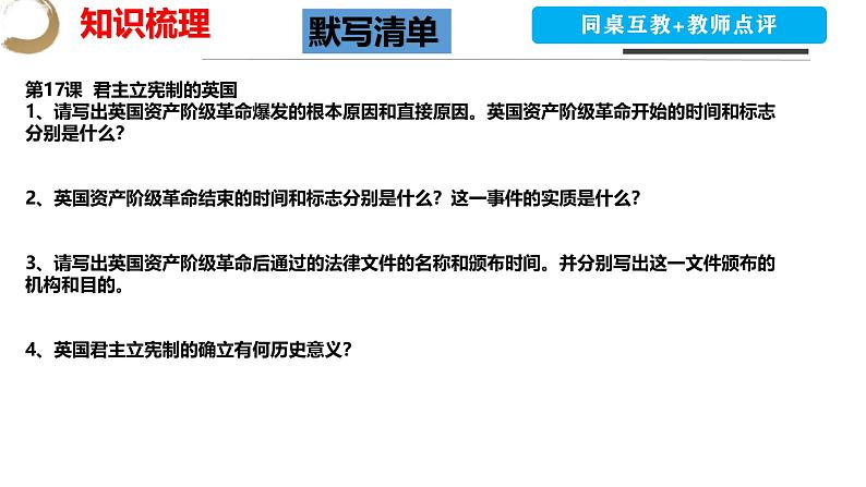 第六单元 资本主义制度的初步确立-九年级上册期中期末核心素养时代大单元复习 课件07