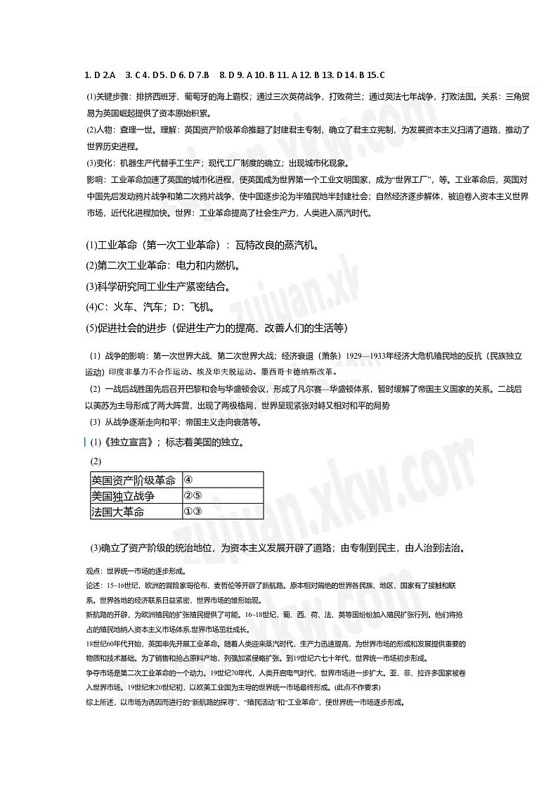 山西省大同市第三中学2023-2024学年九年级上学期期末考试历史试题01