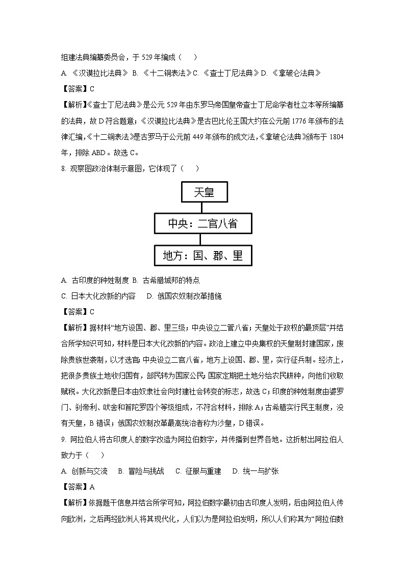 【历史】山东省菏泽市巨野县2023-2024学年九年级上学期期中试题（解析版）第3页