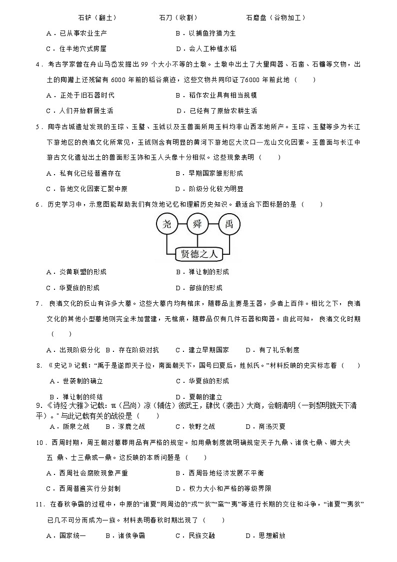 山西省晋城市阳城县河北镇初级中学校2024-2025学年七年级上学期9月月考历史试题第2页