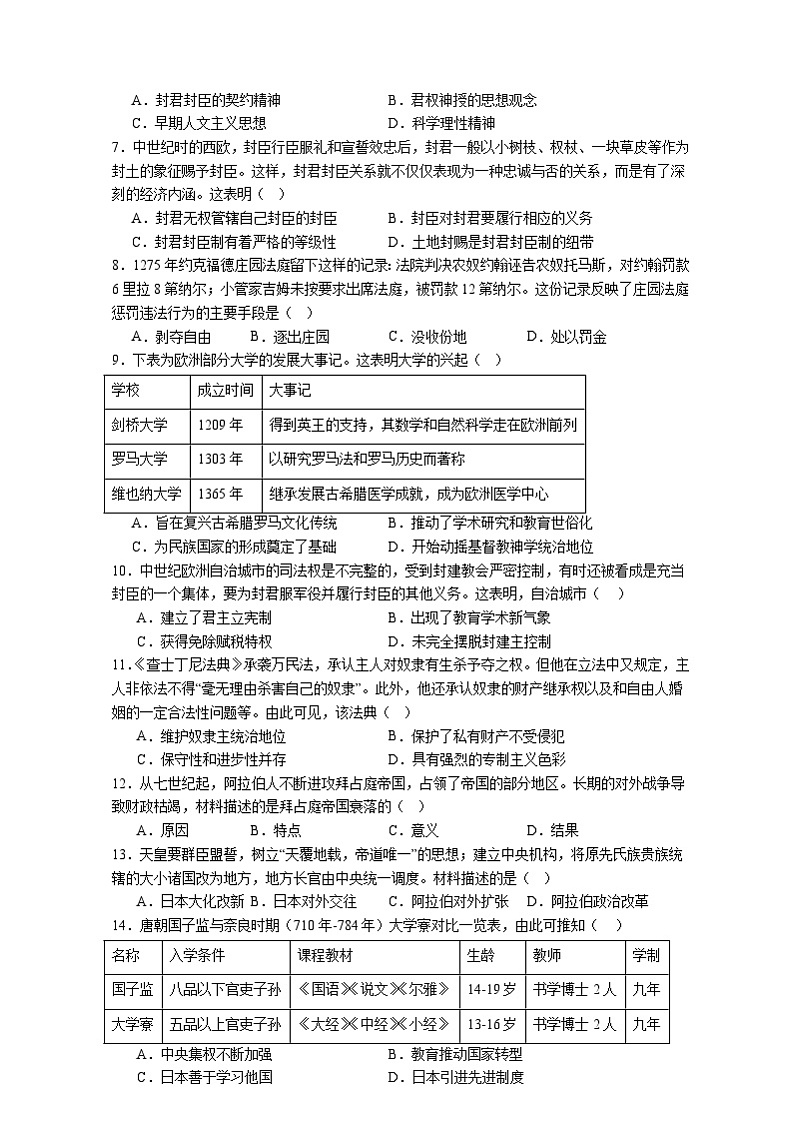 丰城中学2024—2025学年度上学期初三第一次月考历史试卷第2页