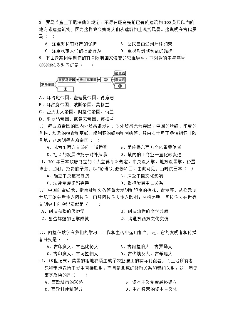 山西省朔州市朔城区多校2024-2025学年九年级上学期阶段评估（A）历史试题02