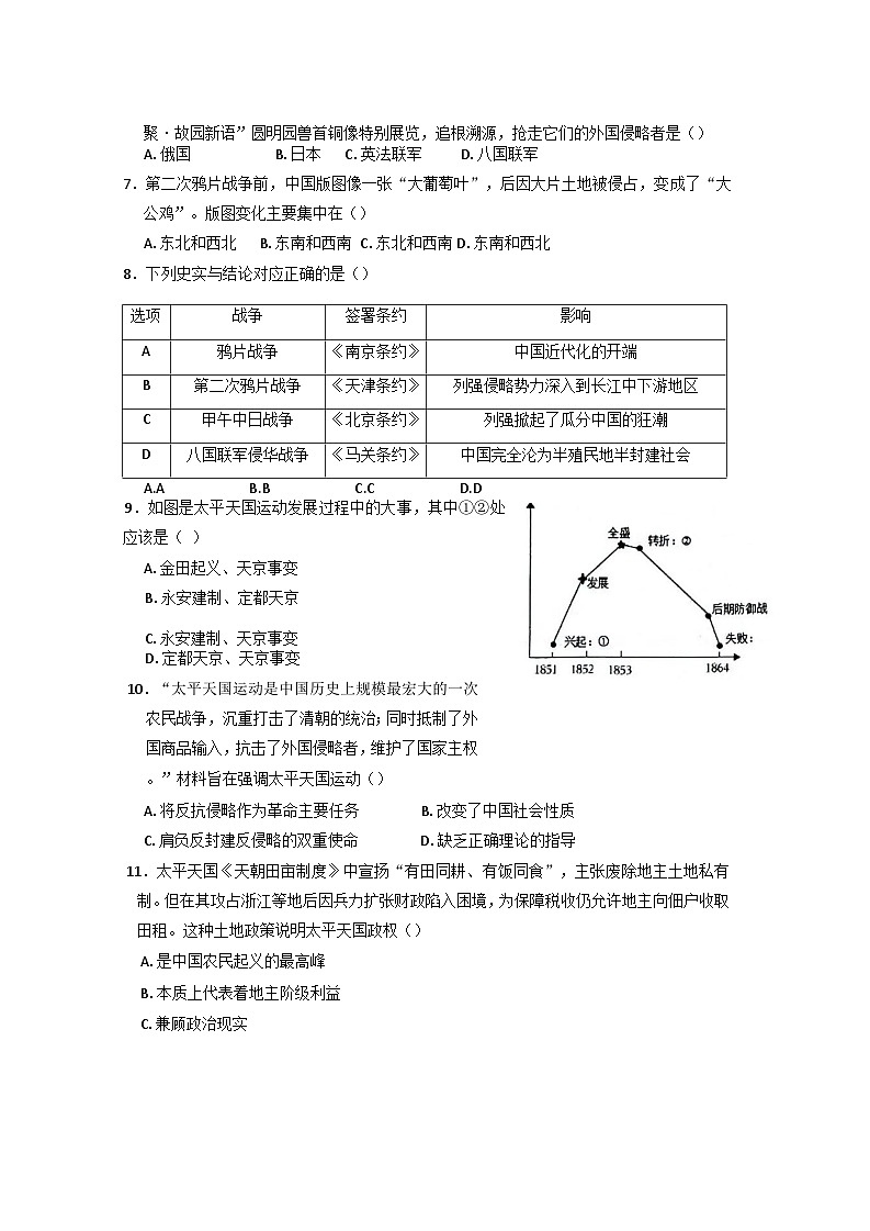 山东省临沂市临沭县第二初级中学2024-2025学年八年级上学期10月月考历史试题第2页