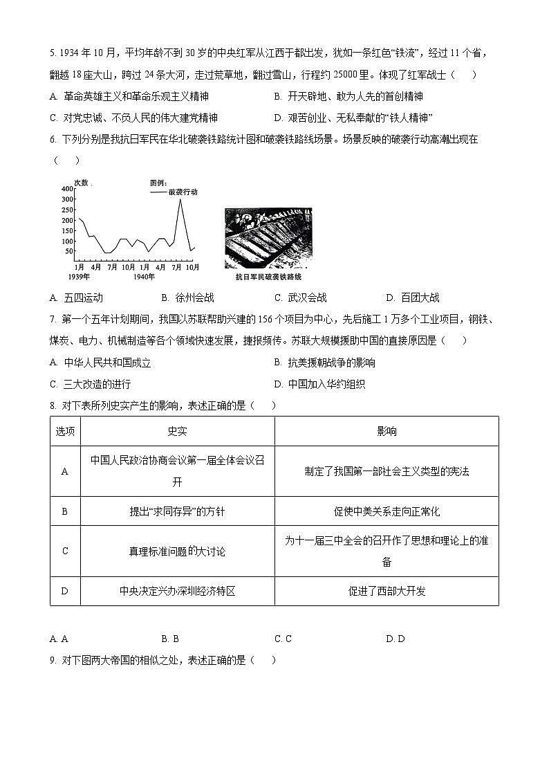 2024年陕西省中考历史真题（A卷）（原卷版）第2页