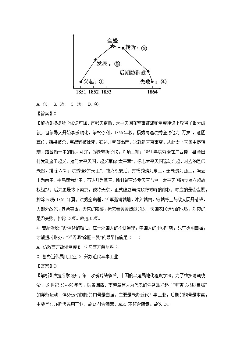 [历史][期中]湖北省黄石市阳新县2023—2024学年部编版八年级上学期期中测试卷(解析版)02