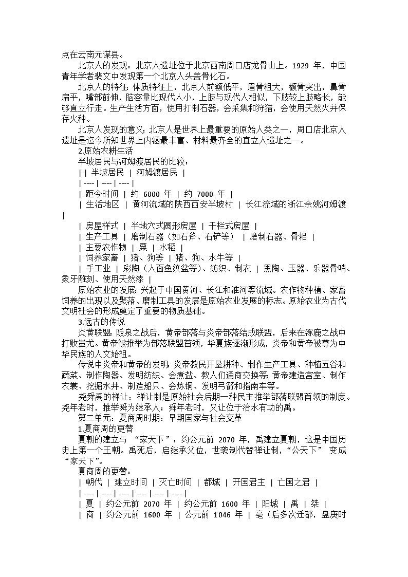 部编 2024版历史七年级上册期末复习（全册）教案02