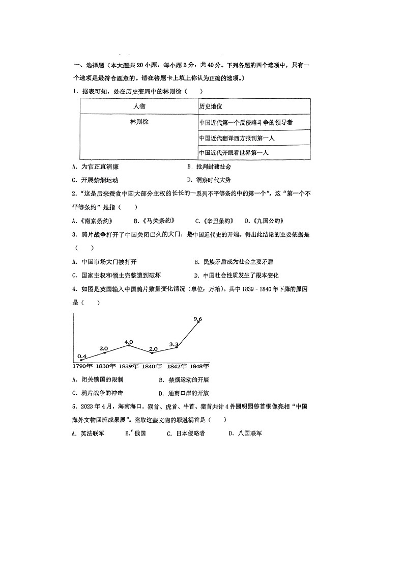 江苏省宿迁市宿豫区城区三校联考2024-2025学年八年级上学期10月月考历史试题01
