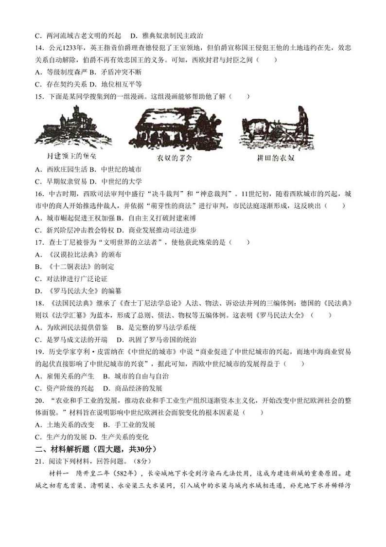 [历史]河南省开封市集英中学2024—2025学年部编版九年级上学期10月月考试题(有答案)03