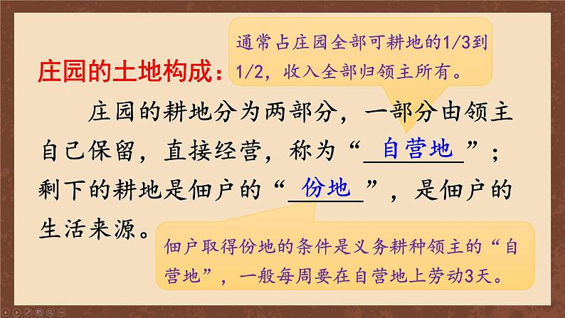 九年级历史上册上课PPT课件 3.第三单元 封建时代的欧洲 第八课 西欧庄园第8页