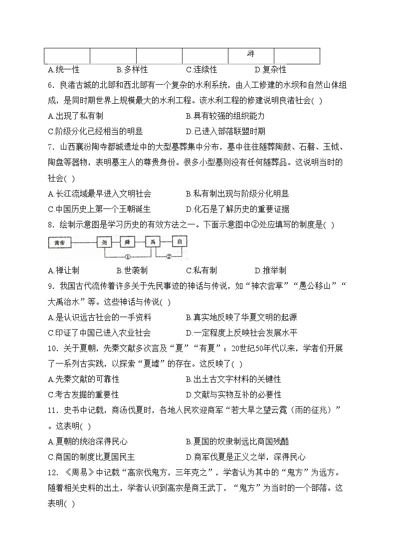 山西省临汾市部分学校2024-2025学年七年级上学期第一次能力训练历史试卷(含答案)02
