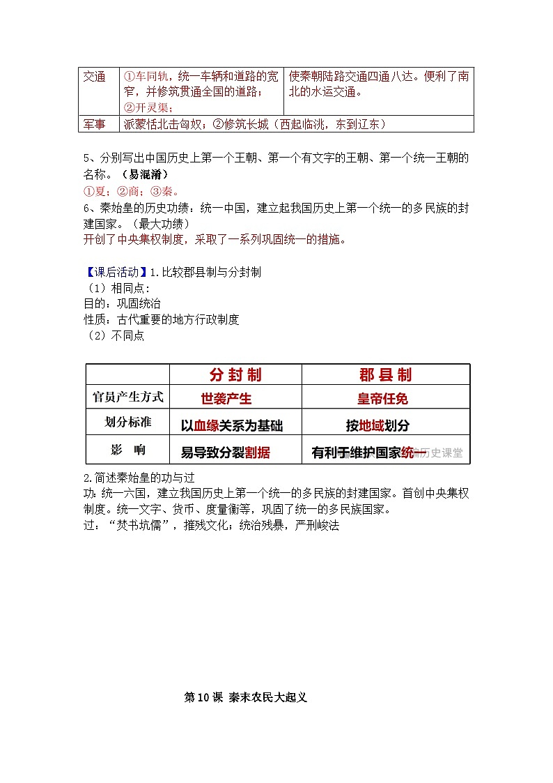 2024新版教材七年级上册：第三单元 秦汉时期：统一多民族封建国家的建立和巩固（问答式背诵提纲）02