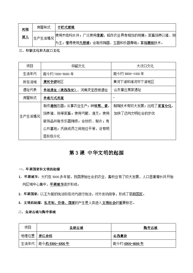 统编版（2024新版）七年级上册历史期中考试复习提纲第2页