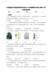 江苏省镇江市丹徒区宜城中学五校2024～～2025学年九年级上学期10月月考历史试卷(含解析)