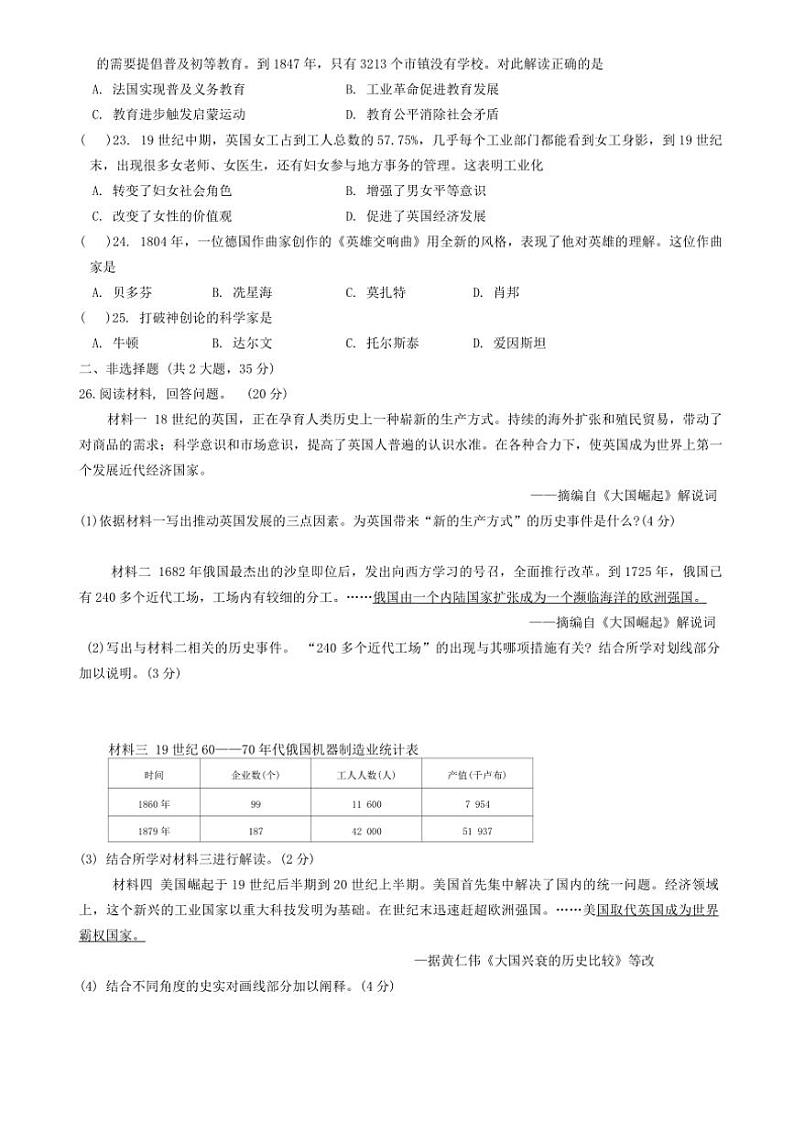 吉林省长春市力旺实验初级中学2024～2025学年九年级上学期第三次月考历史试题（含答案）第3页