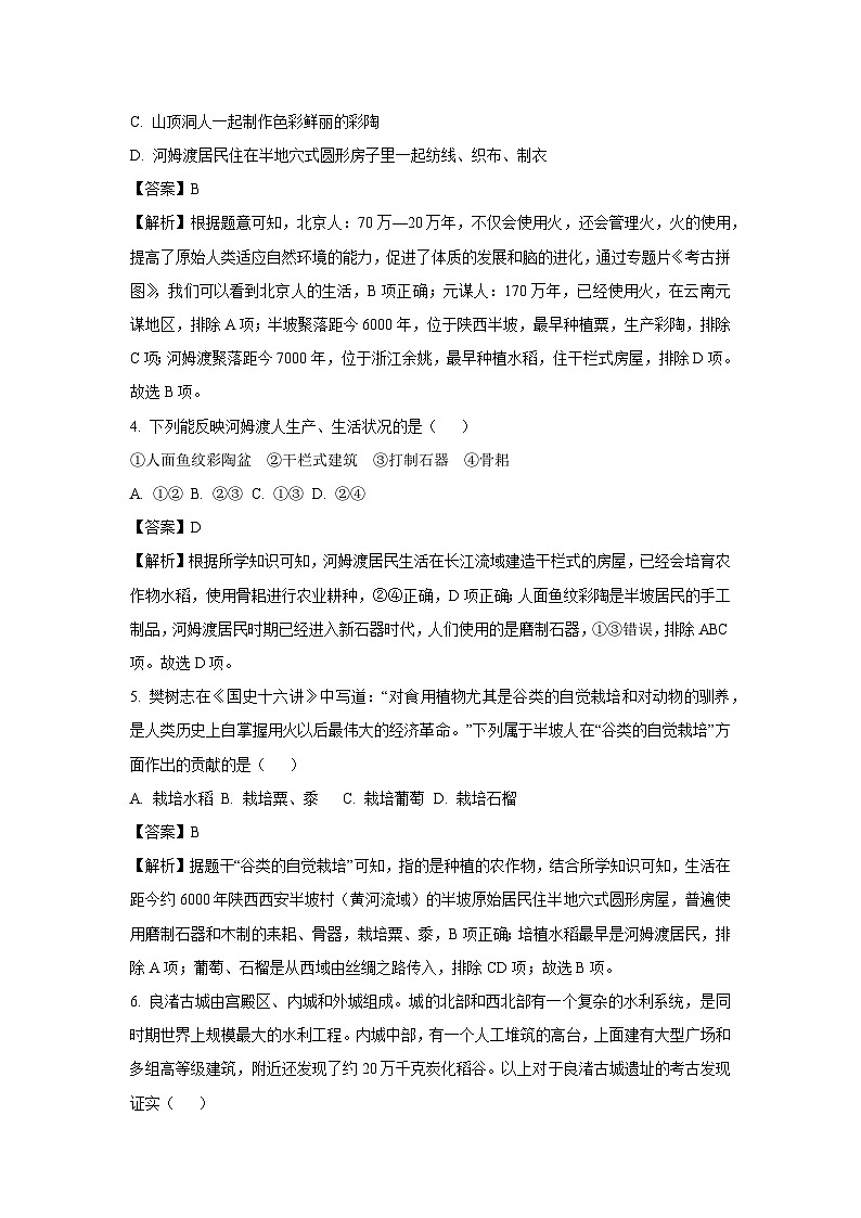 山东省临沂市兰陵县2024-2025学年七年级上学期期中考真题历史试题（解析版）02