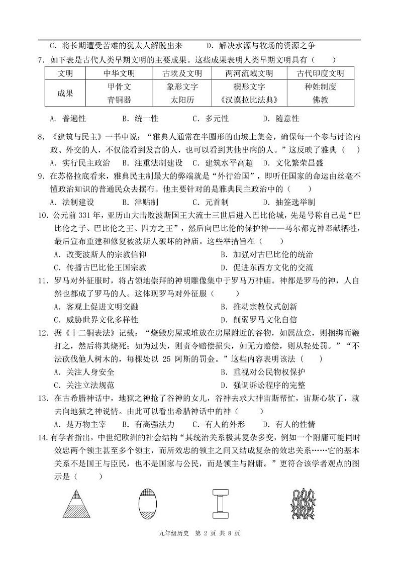 广东省韶关市新丰县2024-2025学年九年级上学期期中考试历史试题第2页