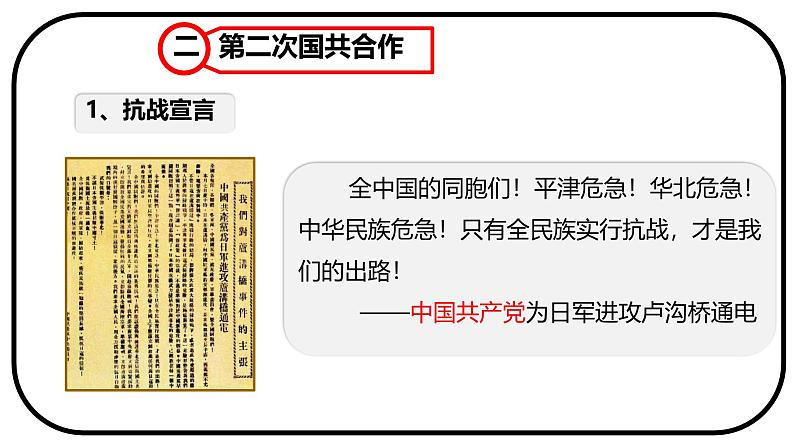 初中历史人教版八年级上册第19课 七七事变与全民族抗战 课件06