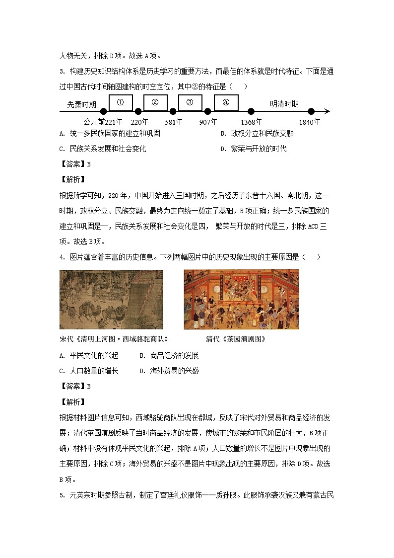 2024年山东省禹城市中考二模历史试卷(解析版)第3页