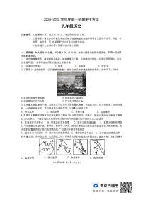 广东省韶关市翁源县2024-2025学年九年级上学期11月期中历史试题