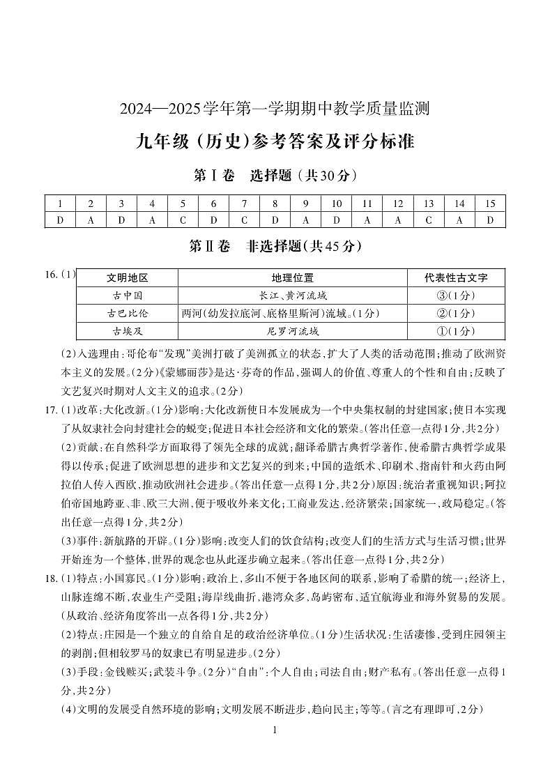 历史答案第1页