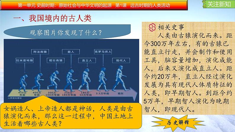 部编 2024版历史七年级上册第1课远古时期的人类活动【课件】第5页