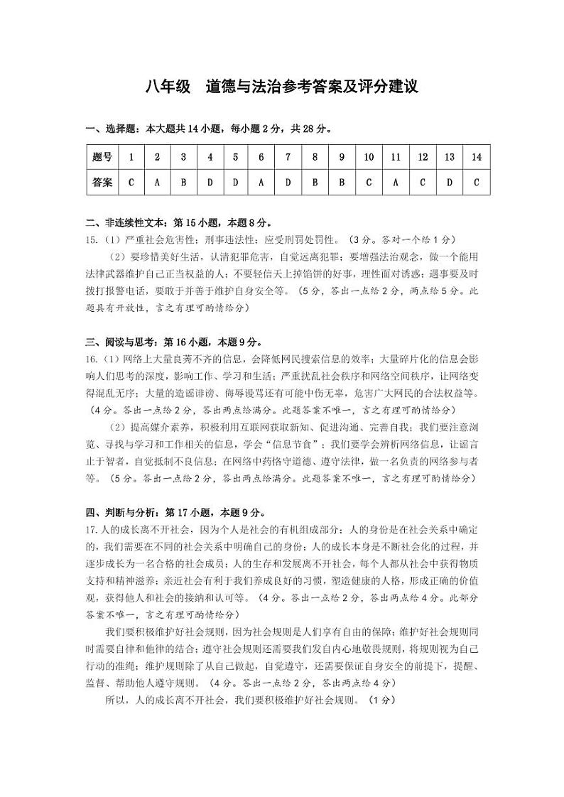 贵州省铜仁市碧江区2024-2025学年八年级上学期11月期中道德与法治.历史试题01