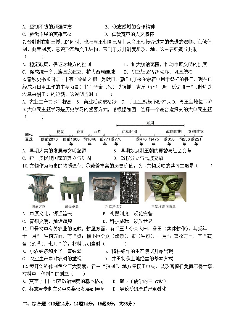 七年级历史试题原卷版第2页