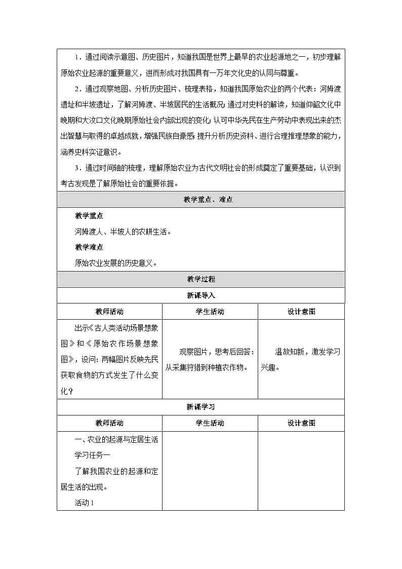 第2课 原始农业与史前社会教学设计02
