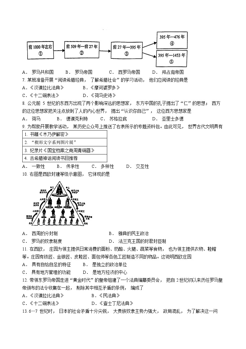 北京市房山区2024-2025学年九年级上学期期中历史试题02