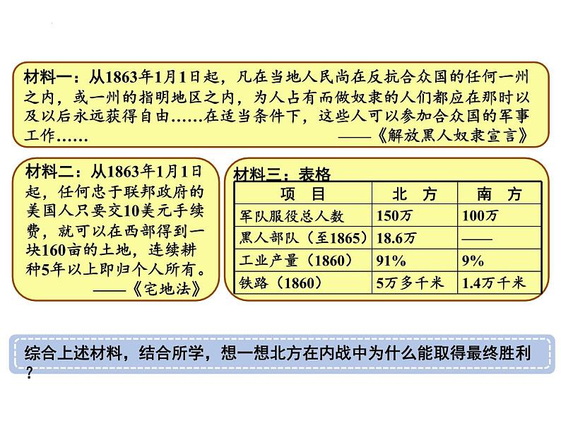 统编版历史九年级下册第3课《美国内战》课件第8页