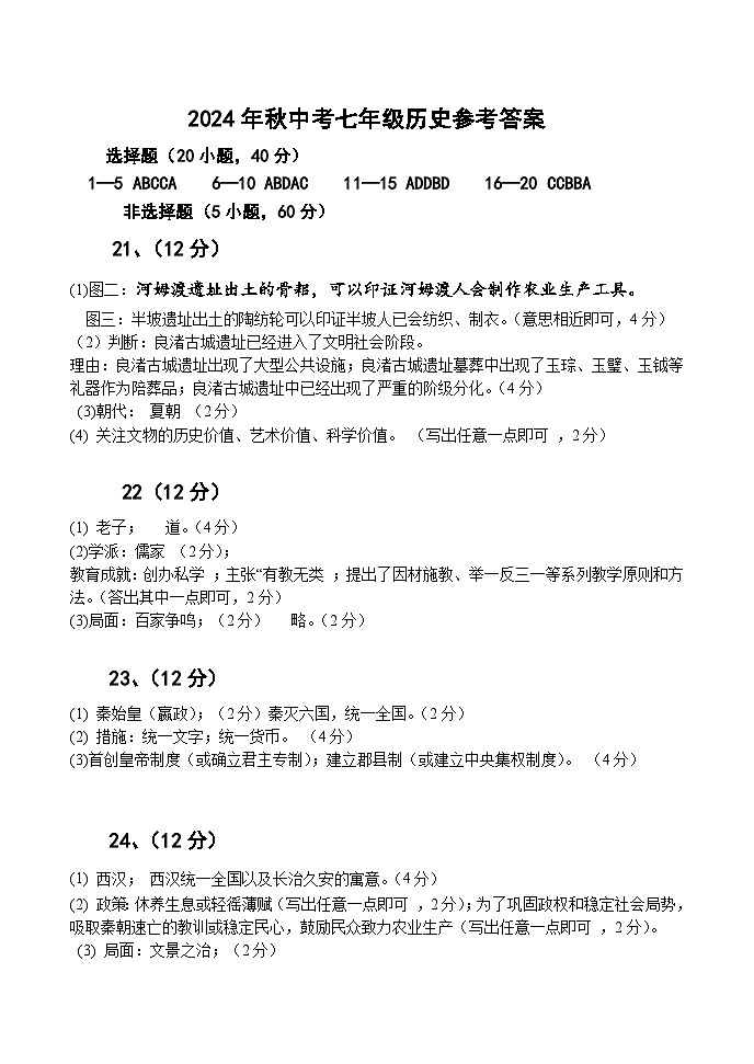 24秋7历史答案66第1页