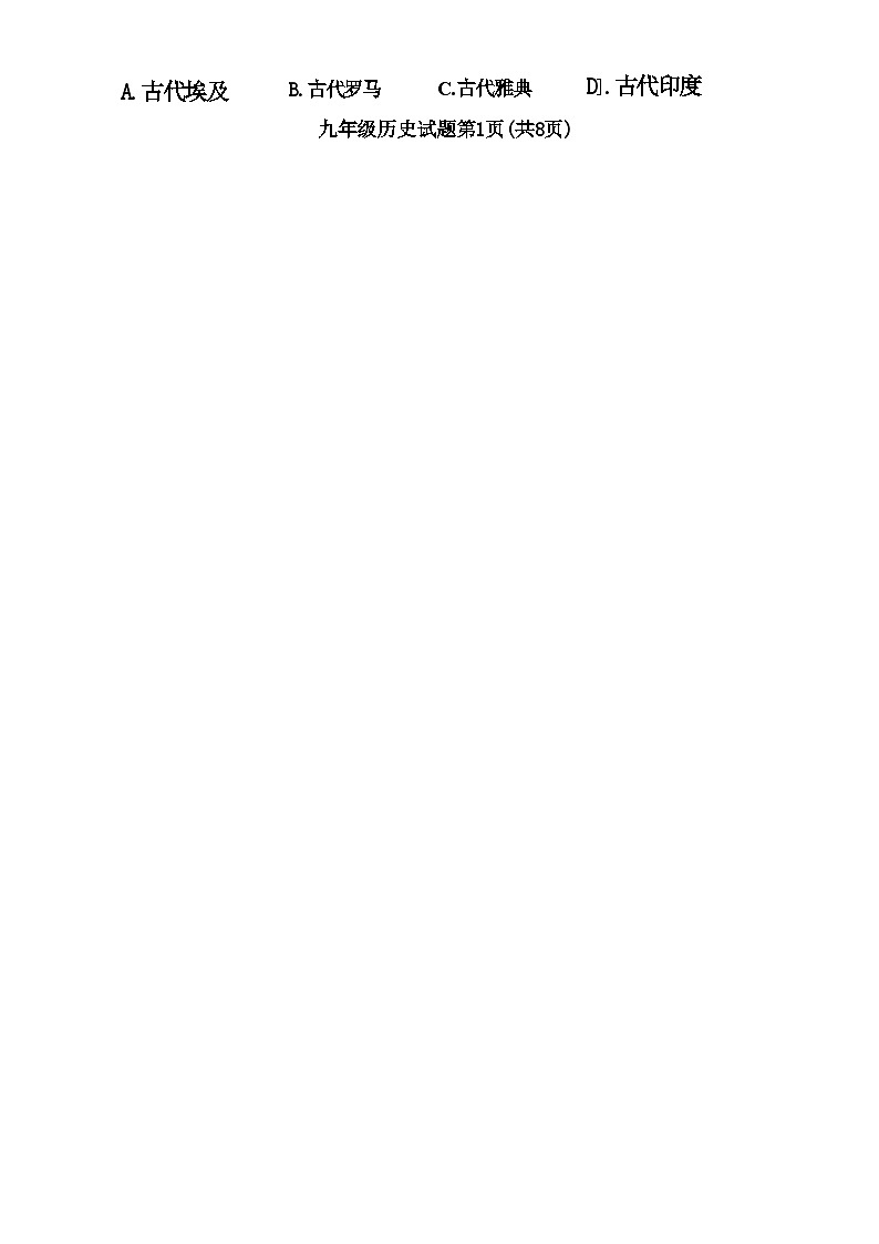 山东省聊城市高唐县2024-2025学年九年级上学期期中考试历史试卷第2页