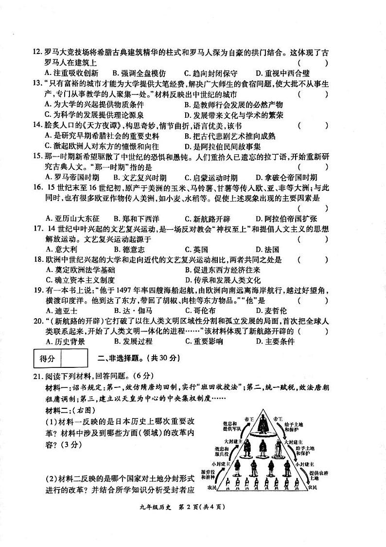 河南省周口市鹿邑县2024-2025学年九年级上学期11月期中历史试题第2页