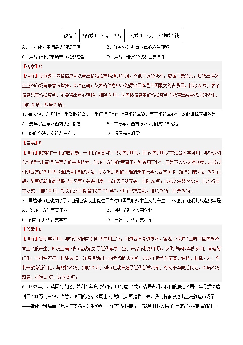 2025年中考历史一轮复习专题突破卷09 近代化的早期探索和民族危机的加剧（解析版）第2页