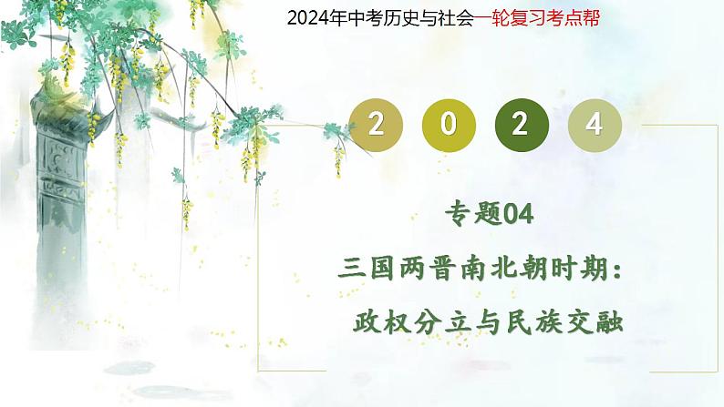 （部编版）中考历史一轮复习考点练习课件专题04 三国两晋南北朝时期：政权分立与民族交融（含答案）第1页