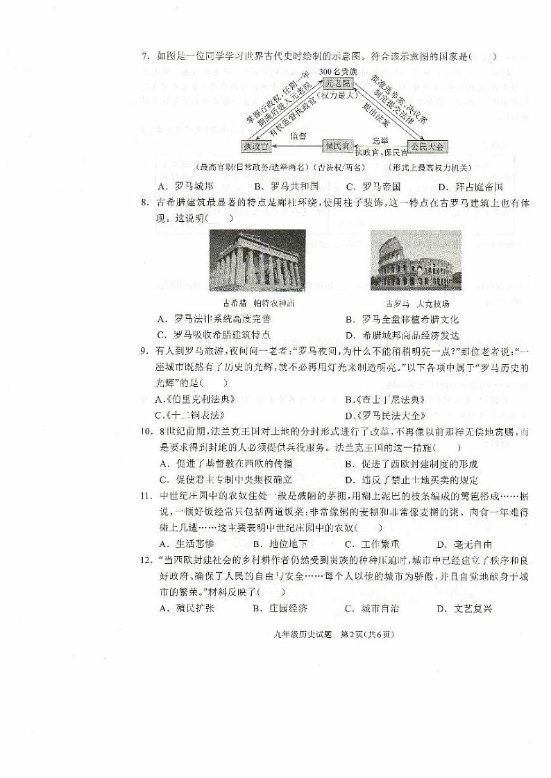 九年级历史试卷第2页