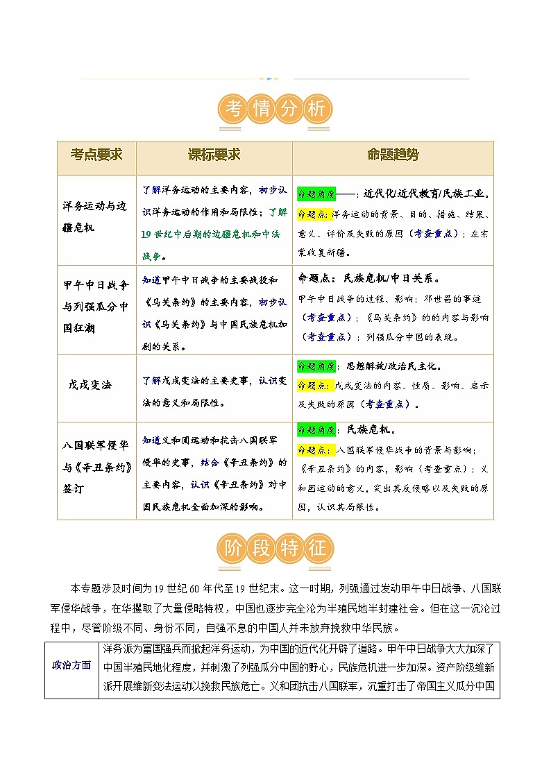 2025年中考历史一轮复习（讲义）专题08 近代化的早期探索与民族危机的加剧（解析版）02