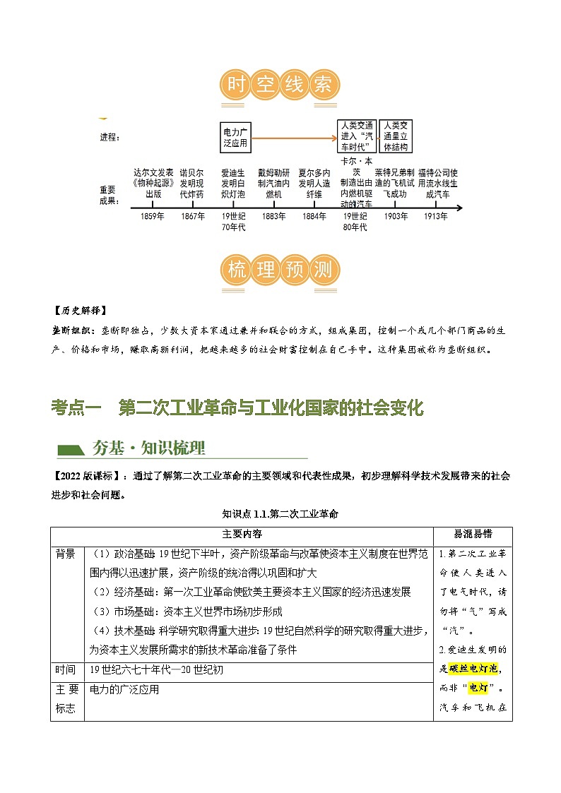2025年中考历史一轮复习（讲义）专题24 第二次工业革命和近代科学文化（解析版）03