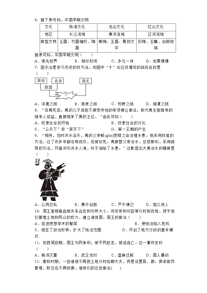 河北省唐山市2024-2025学年七年级上学期第一次月考历史试题第2页