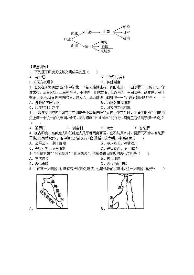 2024-2025学年部编版历史九年级上学期第3课 古代印度  学案（含答案）第2页