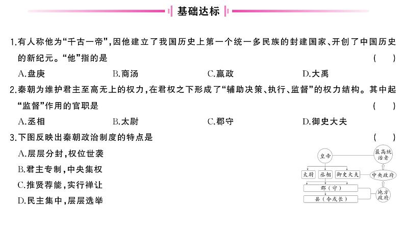 初中历史新人教版七年级上册第三单元第九课 秦统一中国作业课件2024秋第5页