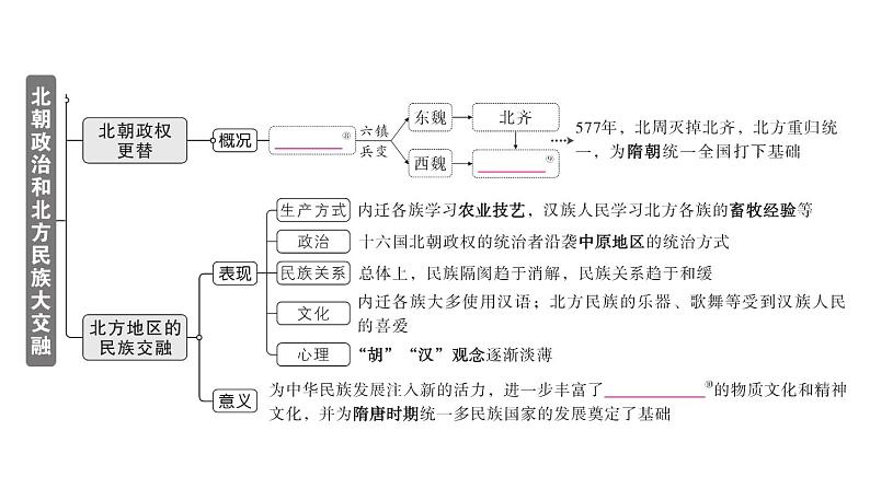 初中历史新人教版七年级上册第四单元第十九课 北朝政治和北方民族大交融作业课件2024秋第3页