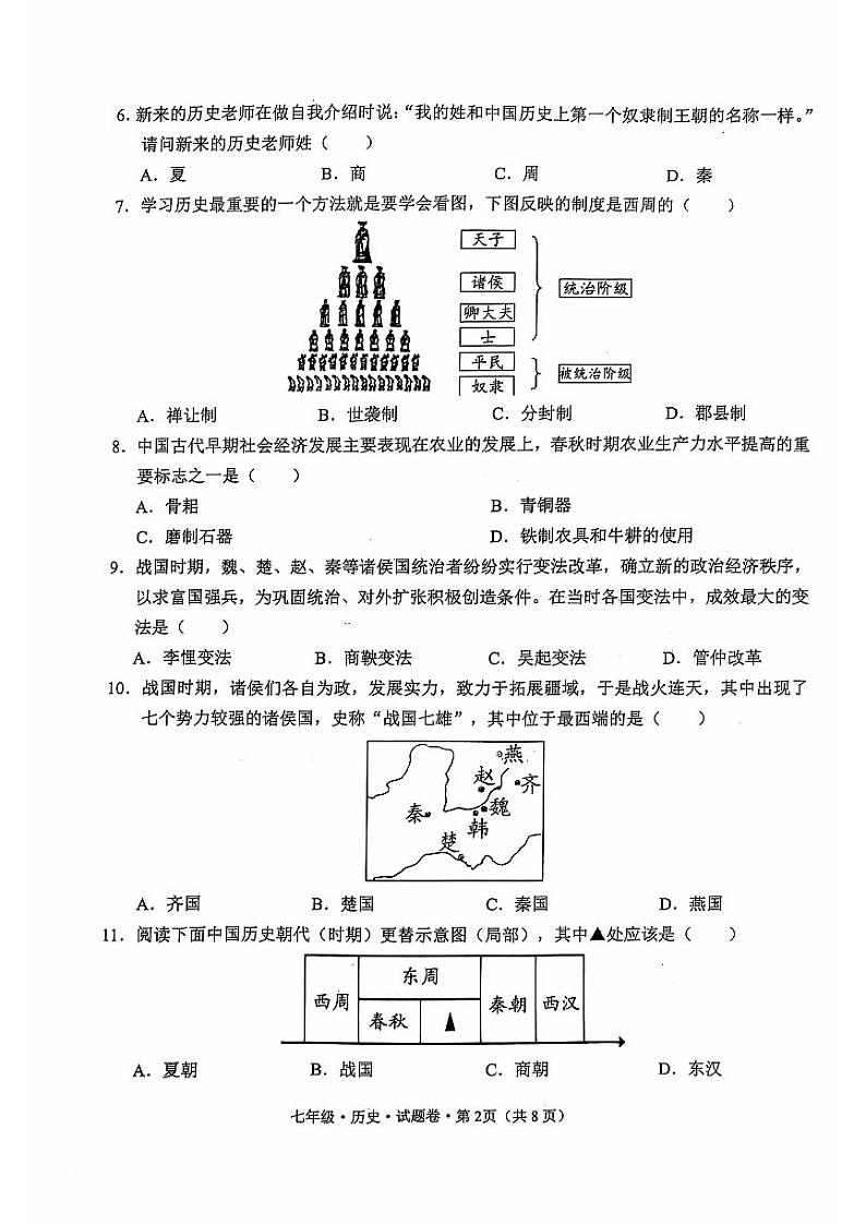 云南省昭通市绥江县2024-2025学年七年级上学期11月期中历史试题02