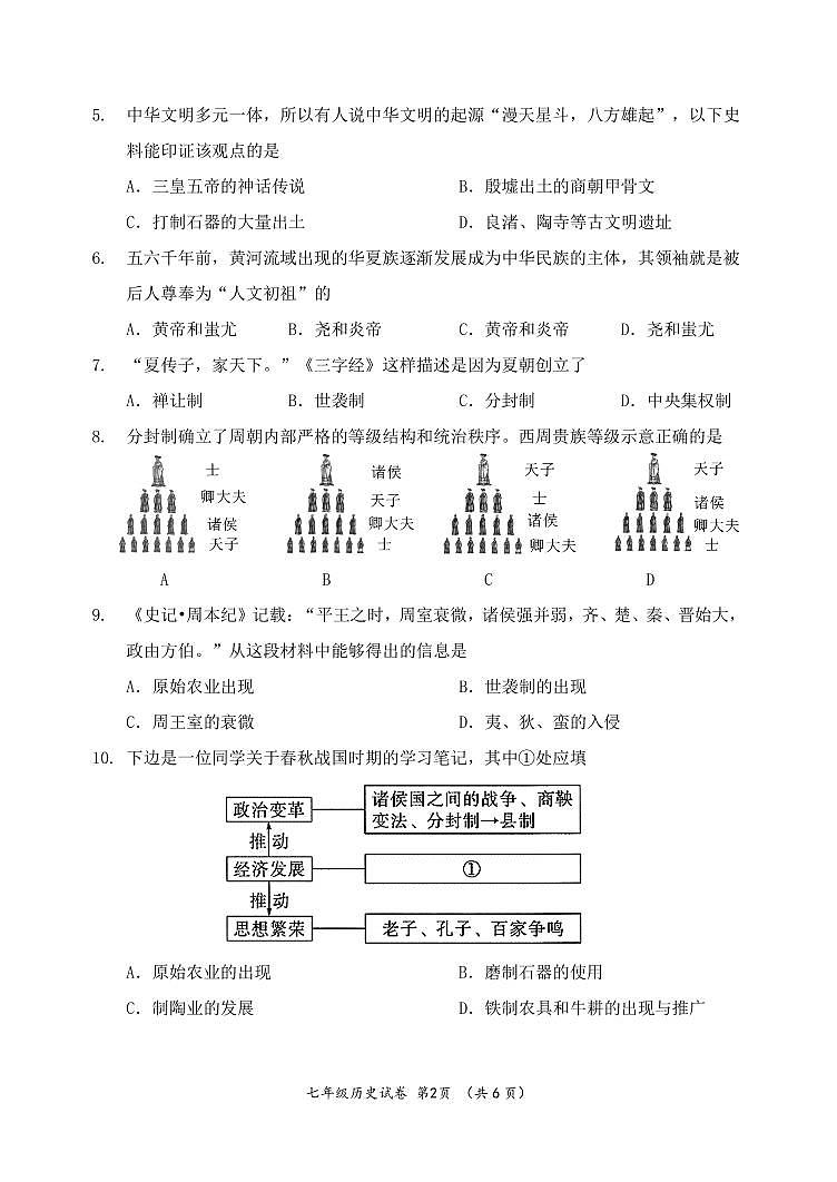 2024北京延庆初一（上）期中历史试卷第2页