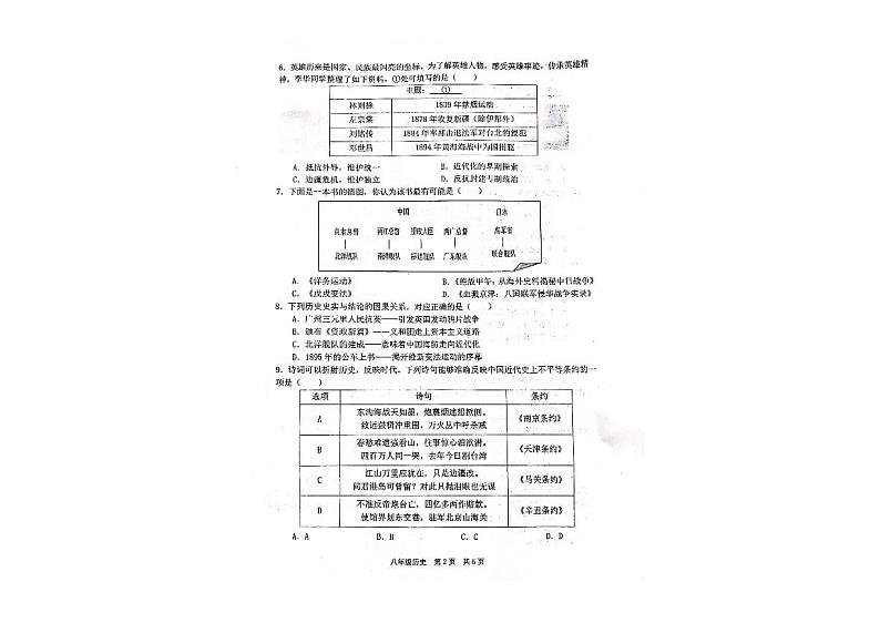 辽宁省盘锦市大洼区2024-2025学年八年级上学期期中考试历史试卷第2页