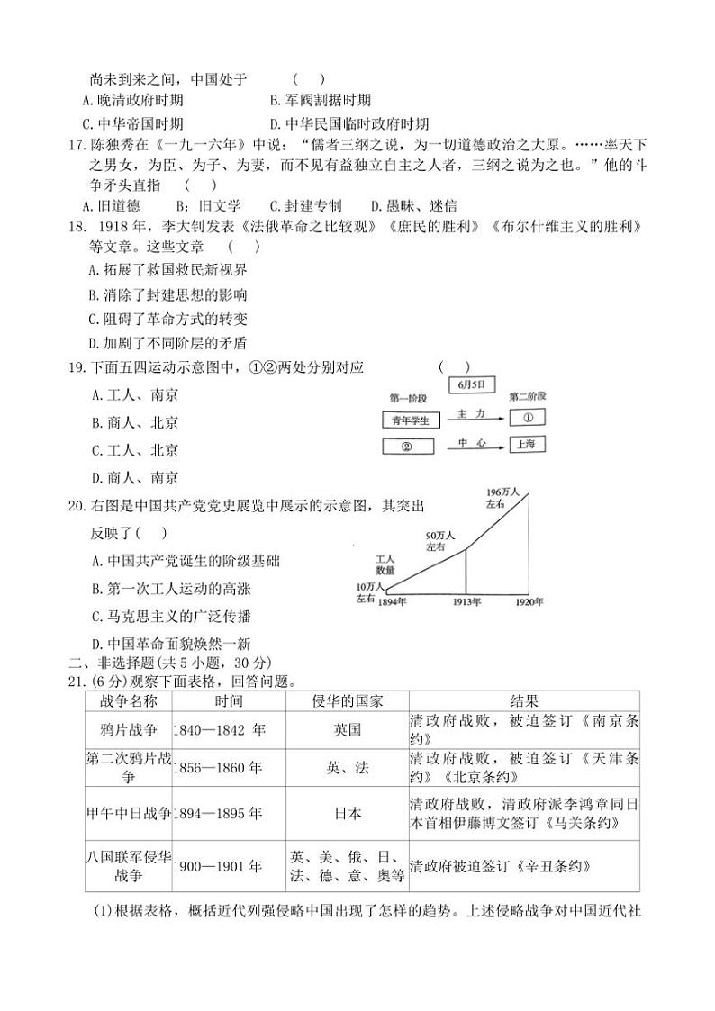 2024～2025学年河南省周口市郸城县东风乡第一初级中学等校八年级(上)期中历史试卷(含答案)第3页