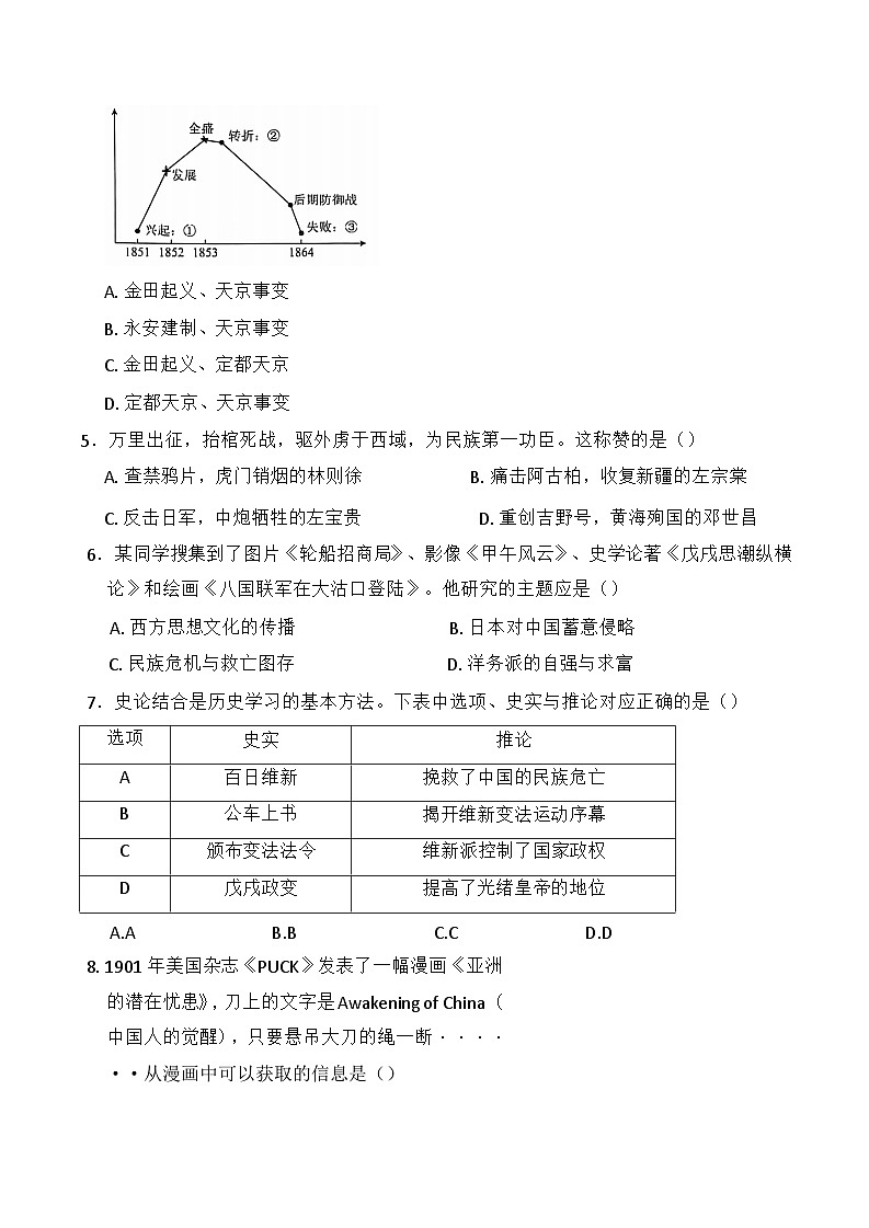 湖南省永州市蓝山县2024-2025学年八年级上学期11月期中历史试题02