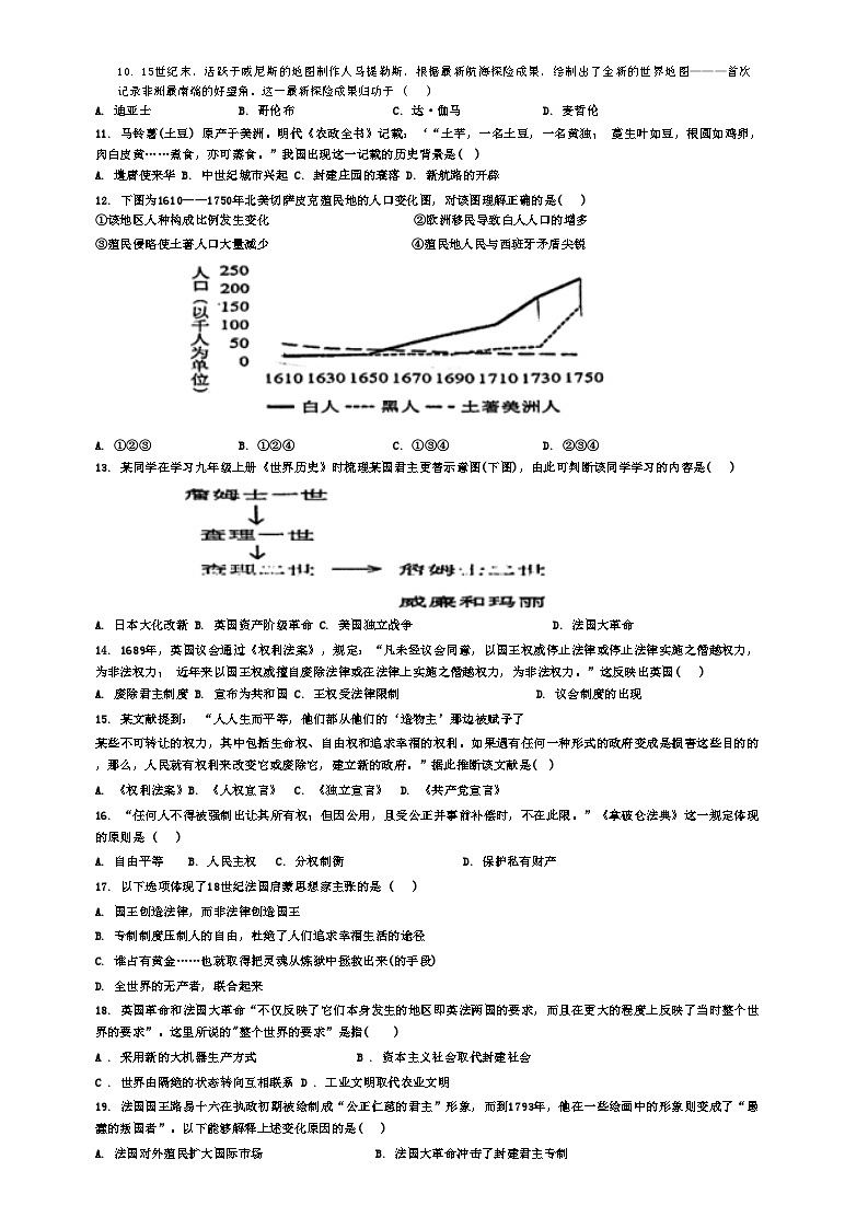 广东省惠州市惠阳区第一中学2024-2025学年部编版九年级上学期11月期中历史试题第2页